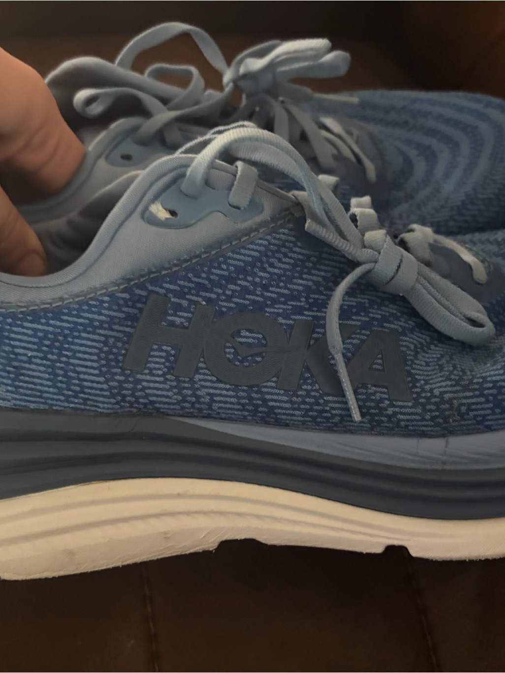 Hoka One One Light Blue Athletic Shoe Tongue With Blue Logo 10 Ee